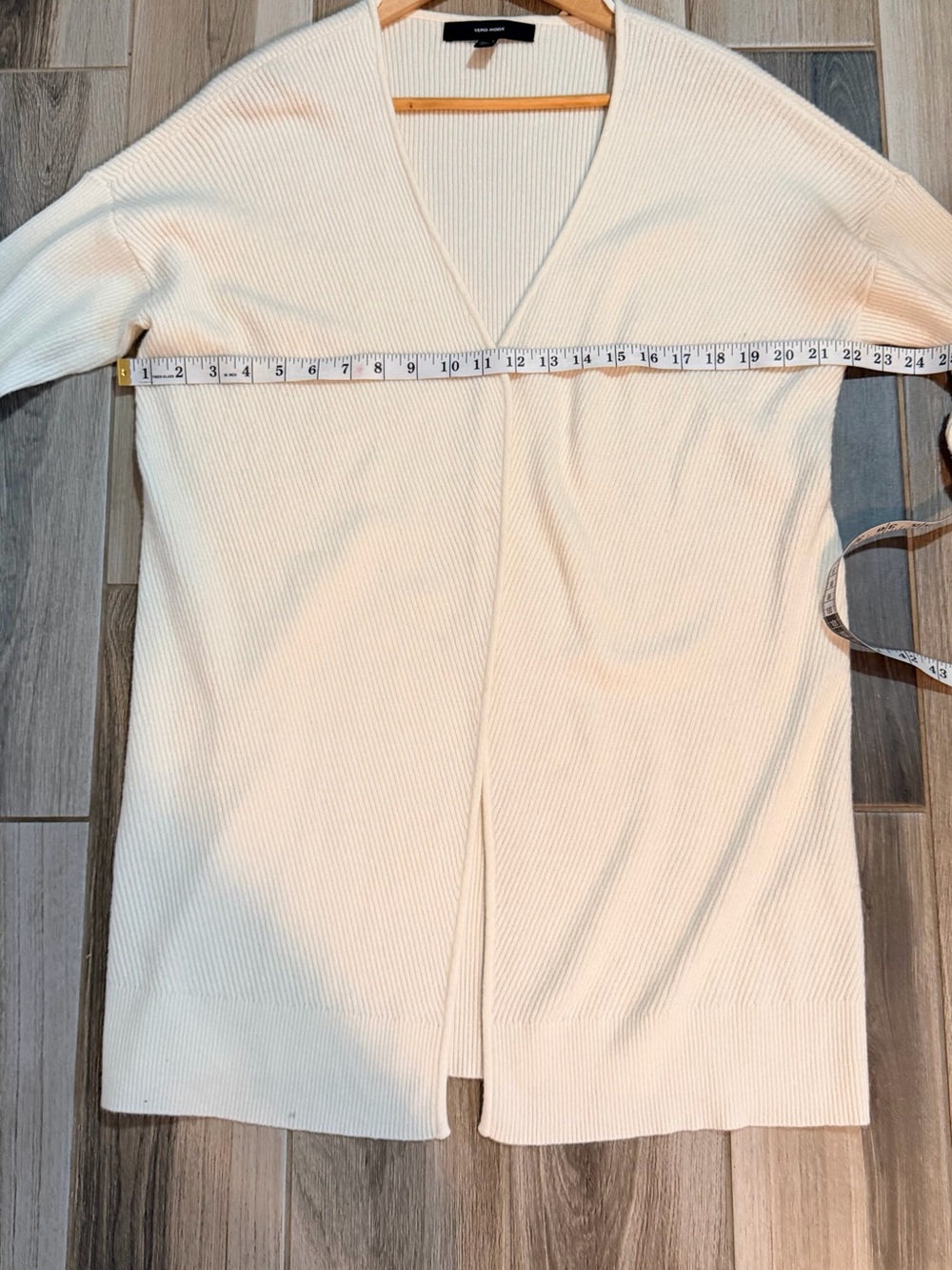 Vero Moda Cream Ribbed Open Cardigan - Picture 5 of 7